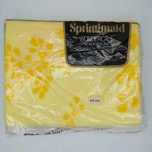 VTG 70's Sealed Springmaid Wondercale Full Sz Flat Sheet Yellow Orange Butterfly - Picture 1 of 8