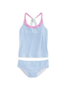 Vineyard Vines L45552 Girls Blue Mix Striped Seersucker Tankini Swim Set Size 4T - Picture 1 of 2