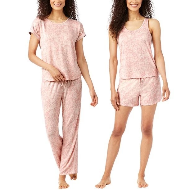 Lucky Brand Ladies' Plus Size 4 piece Pajama Set Pink (Floral Paisley) Size 3X