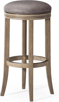 Eva 31 Inch Tall Bar Height Rotating Backless Barstool in Reclaimed Oak Finish w - Image 1 of 4