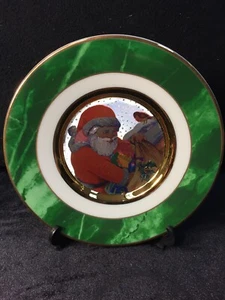 PLACA COLECCIONABLE DUFEX ART ORO 24K BORDE 6" SANTA CON SACO DE JUGUETES De colección - Imagen 1 de 8