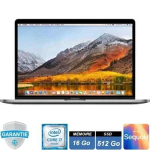 MacBook Pro 2018 15,4p Touch Bar i7 16Go Ram SSD 512Go AZERTY FR Garantie 1an - Photo 1/4