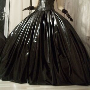 Gothic Lack Leder Rock schwarz weiss rot für Corsage Brautkleid Ballkleid Kleid 