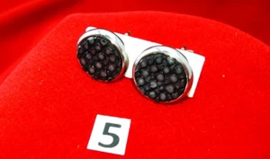 5) Rochenleder Ohrringe Schwarz 10mm Durchmesser - Bild 1 von 4