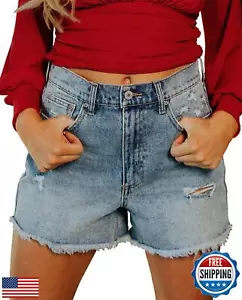 onlypuff Shorts for Women Ripped Distressed Jean Shorts Cut Off Denim Shorts - Picture 1 of 5