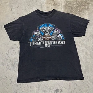 Vintage Harley Davidson Motorcycles Shirt Size XL Black Faded 1995 Omaha NE - Picture 1 of 8