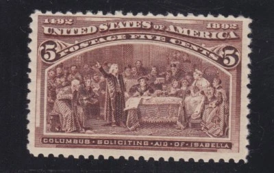US 234 5c Columbian Exposition Mint F-VF OG NH SCV $140 - Image 1 of 2