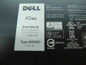 45Wh Genuine WD52H Battery For Dell DWJHM F3G33 FW2NM GVD76 GD076 GHT4X HJ8KP - Picture 1 of 8