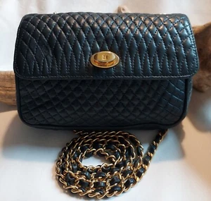 Bally Vintage AS IS Small Blue Quilted Lambskin Shoulderbag Gold Hardware Italy - Bild 1 von 18