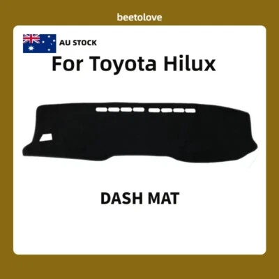 Front Suede Anti-Sun Dash Mats For Toyota Hilux 2015-2019 Black Dashboard Covers - image 1 of 4
