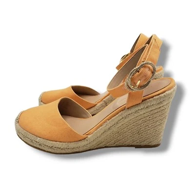 Stuart Weitzman Espadrille Wedge Sandal Womens 8 Mango Orange - Image 1 of 4