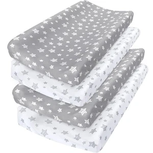 Baby Changing Table Pad Covers Ultra Soft Changing Pad Cover Breathable 4 Pack - Picture 1 of 6