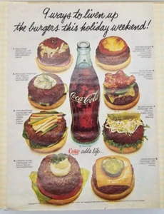 Coca-Cola Print Ad 9 Ways to Liven Up Burgers Holiday Weekend c1978 - Picture 1 of 1