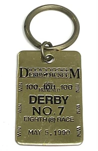 Kentucky Derby Museum Gold Tone Key Chain DERBY NO 7 May 7 1990 - Picture 1 of 9