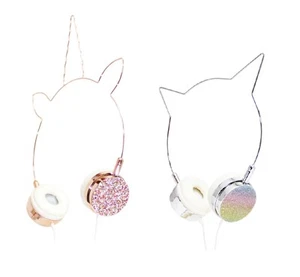 American Jewel Kitty Cat Ear or Unicorn Shaped Headphones - Wire Frame Headset - Picture 1 of 10