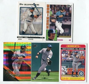Lote de 5 tarjetas de béisbol Ichiro SEATTLE MARINERS NUEVA YORK YANKEES MARLINS (LOTE 72) - Imagen 1 de 1