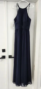 GLS Vestido Para Mujer Mediano Elizabeth K Piso Largo Vestido Chifón Azul Marino Formal - Imagen 1 de 10