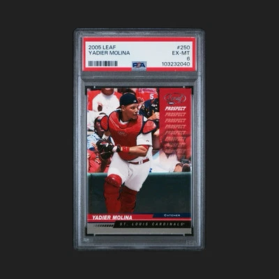 2005 LEAF #250 YADIER MOLINA PSA-MINT 6 !!! - Image 1 of 3