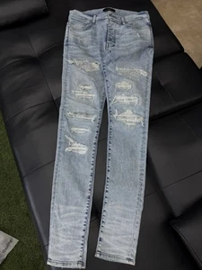 Talla 33 - Jeans Amiri 100% Auténticos Azul Cristal Piedras Brillantes RARO $2,000 - Imagen 1 de 19