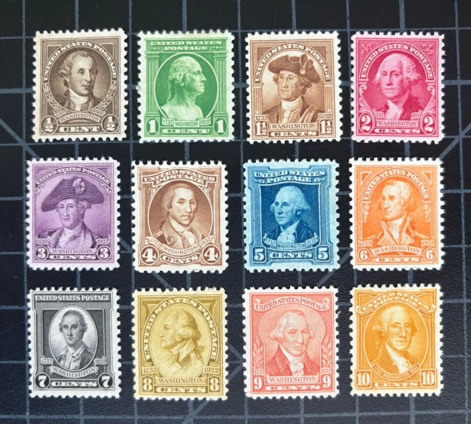US Stamps SC# 704 - 715 - 1/2 To 10 Cent - MNH - Washington 200 YR - SCV= $33.25 - Image 1 of 1