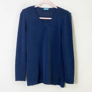 J. McLaughlin Callum Blau V-Ausschnitt Langarm Pullover Sweater Gr. Medium - Bild 1 von 7