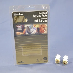 PAIR White Leviton Quickport Stereo Audio Banana Jacks 40837-W - Picture 1 of 5