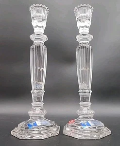 Vintage Candlestick Holders Clear Crystal Glass 8-Sided "BEAUTIFUL" "NEW" - Picture 1 of 21
