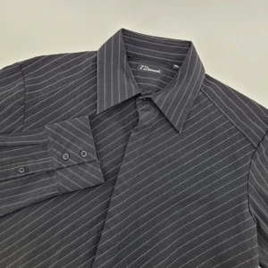 7 Diamonds Mens Black XL Shirt Pinstripe Long Sleeve Button Up Hidden Button - Picture 1 of 7