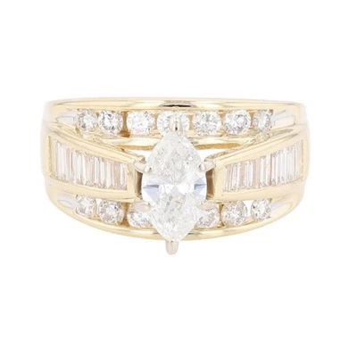 1.83ctw Diamond Solitaire with Accents Engagement Ring 14k Yellow Gold Size 7.75 - Image 1 of 4