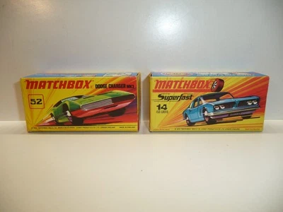 ! Matchbox Superfast - zwei Originalboxen #52 Dodge und #14 Iso Grifo ! - Bild 1 von 4