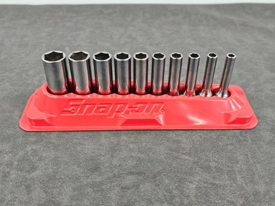 Snap-On 110STMY 10pc 1/4" Dr 6pt SAE Flank Drive Deep Socket Set (3/16–9/16") - Image 1 of 4