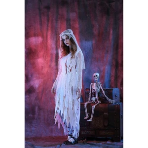Adult Women's Irregular Blood Corpse Bride Halloween Long Dress Party Cosplay - Picture 1 of 11