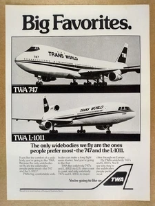 1981 TWA Airlines Boeing 747 Lockheed L-1011 TriStar Vintage Print Ad - Bild 1 von 1