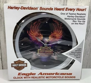 Vintage 2002 Harley-Davidson Eagle Americana 12” Clock With Sounds, New - Picture 1 of 5