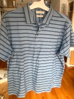 CAMISA POLO WILLIAMS & KENT PARA HOMBRE-TALLA XL-HECHA EN ITALIA-AZUL CON RAYAS AZULES-ALGODÓN Foto 1 de 4