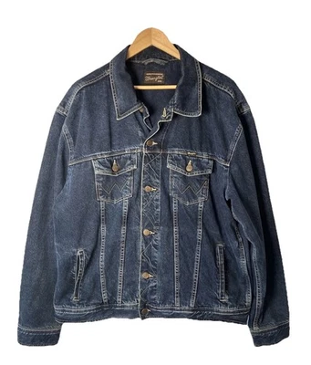 Veste camionneur vintage Wrangler authentique western bleu foncé denim XXXL très bon état - Photo 1/4
