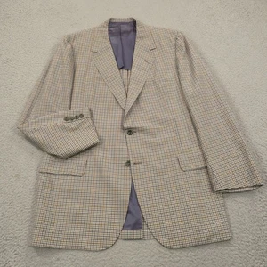 Blazer Oxxford Clothes 44L Mezcla de Lino Guinga Cuadros Abrigo Deportivo Chaqueta Para Hombres Azul - Imagen 1 de 16