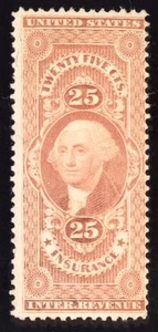 US Scott R46c Used 25c red Insurance Revenue Lot Z383 bhmstamps - Picture 1 of 2