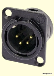 Neutrik NC4MD-L-B-1 4-Pin XLR Stecker D Typ Panel Befestigung schwarz mit Gold Pins - Bild 1 von 1