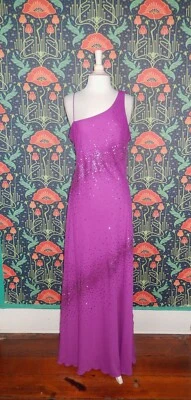 Vintage 90's Y2K Purple One Shoulder Sequin Homecoming Prom Whimsigoth Dress - Image 1 of 4