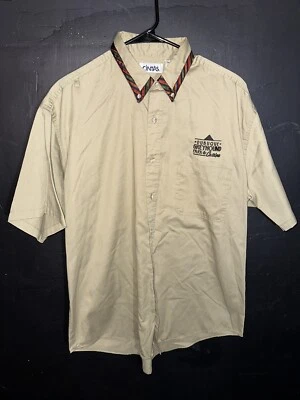 VTG Dubuque Greyhound Casino Dealer Shirt Adult L Beige Uniform Short Sleeve - Image 1 of 4