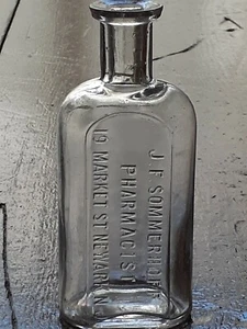 Antique J.F. SOMMERHOFF-PHARMACIST-NEWARK New Jersey-NJ-Medicine-DRUG BOTTLE - Picture 1 of 12