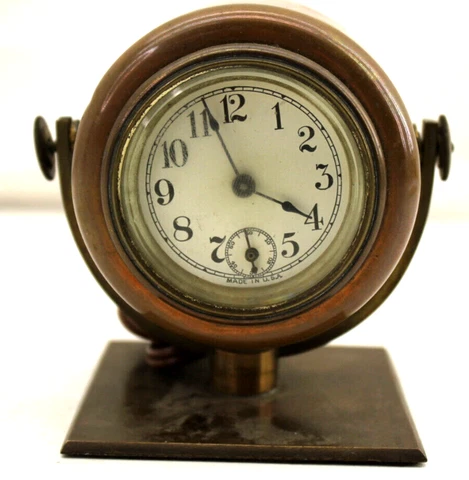 Art Deco Steam Punk MCM USA Made Brass Port Hole Portal Clock Parts Minimalist Cover