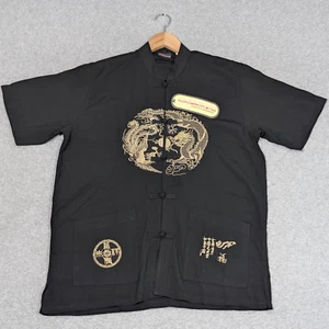 Camisa QUICKSILVER Cuello Mandarín Rana Botón Para Hombre Talla XL Bordada NUEVA - Imagen 1 de 8