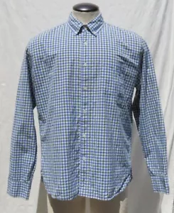 J CREW US Men’s XL Blue Green Gingham 100% Cotton Long Sleeves SLIM Shirt Top - Picture 1 of 6