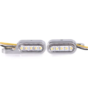 Pair Mini Motorcycle 12V LED Rearview Mirrors Indicators Lamp Turn Signal Light - Imagen 1 de 9