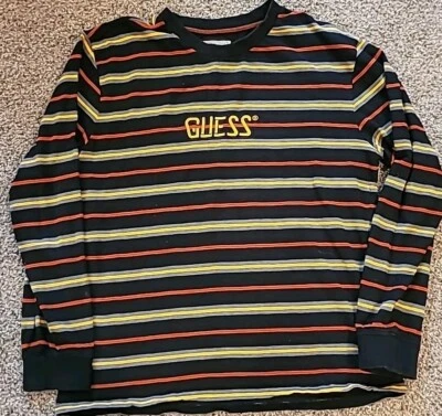 Guess Originals Pullover Sweater Mens Striped Size Large - Image 1 of 4