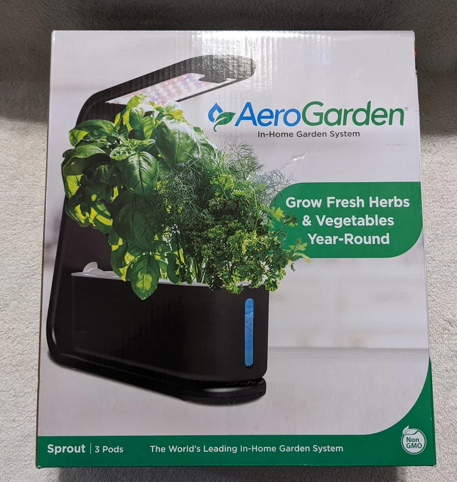 AeroGarden Black Sprout (2020 Model) 3 Pod All Year Garden Herbs and More