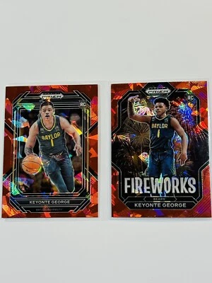 Keyonte George Red Cracked Ice 2023 Prizm Draft Picks Fireworks Insert Refractor - Image 1 of 4