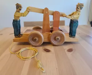 Antikes handgefertigtes Holz Handwagen Volkskunst Nachziehspielzeug - Bild 1 von 6